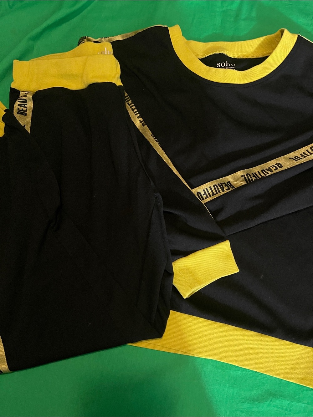 Soho Black & Yellow Trim Two-Piece Lounge Set